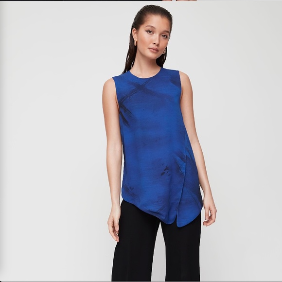 Babaton Aritzia Hopkins Blouse Printed Tie Front Top Abstract Design Size Small - Picture 13 of 13